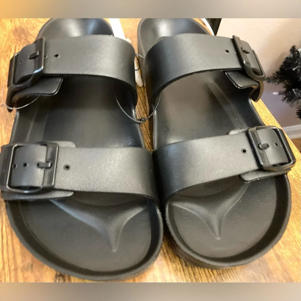 Women's Neida EVA Two Band Footbed Slide Sandals - Shade & Shore™ Black Size 8 - Picture 3 of 6